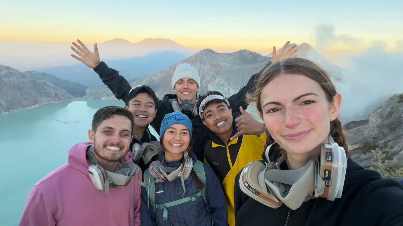 Guests at Ijen crater sunrise